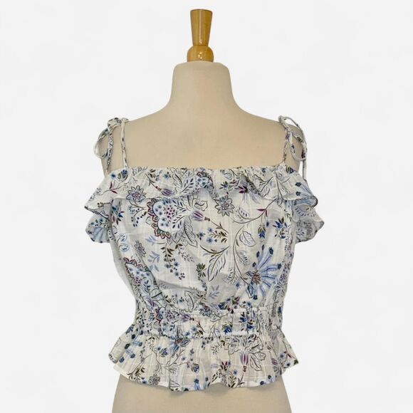 Aqua Tops - Aqua Women's Size Large Spaghetti Strap Ruffled Floral Top